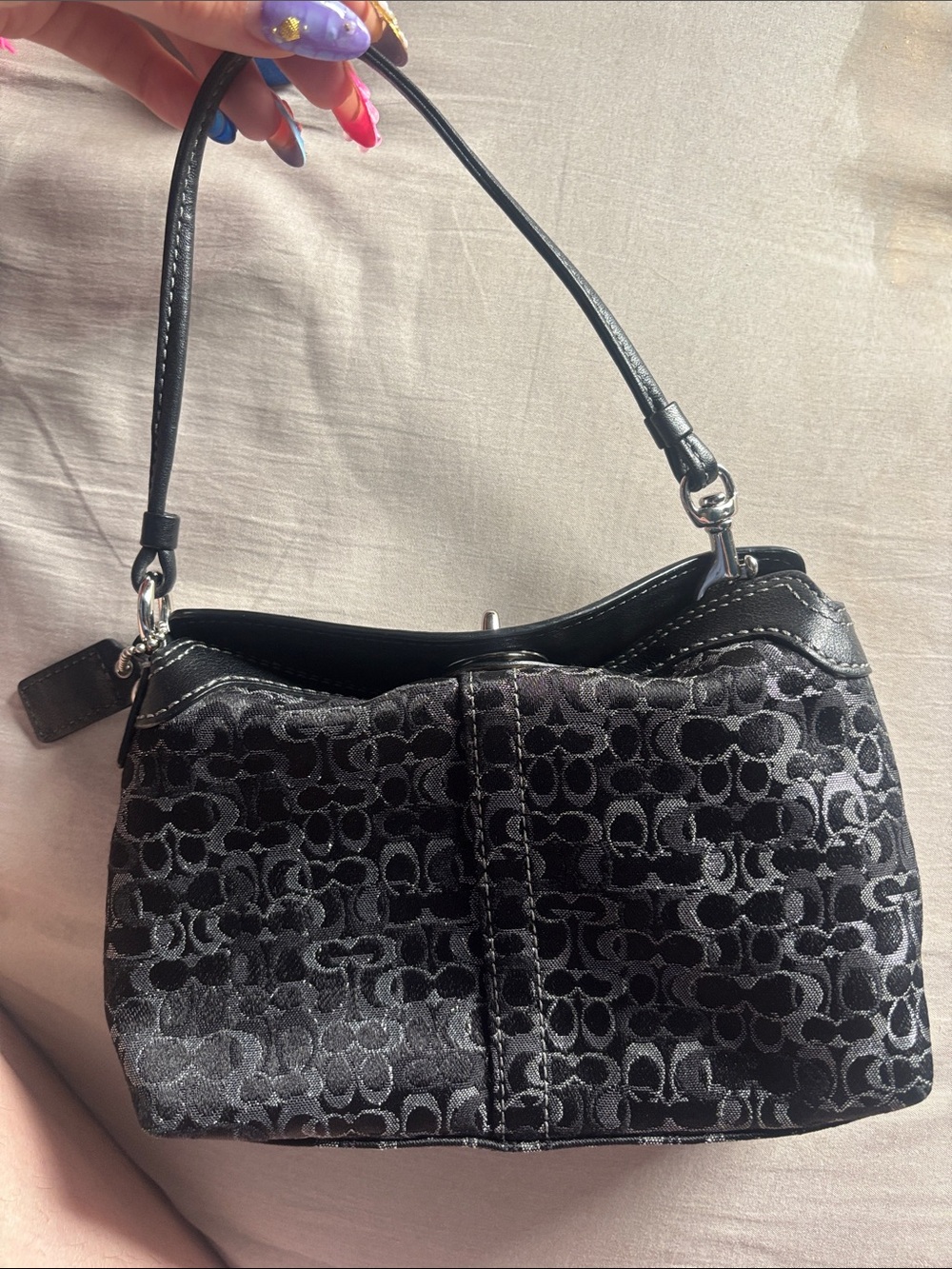 Coach Black Signature Jacquard Shoulder Bag
